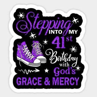 Stepping Into My 41st Birthday With God's Grace & Mercy Bday Sticker